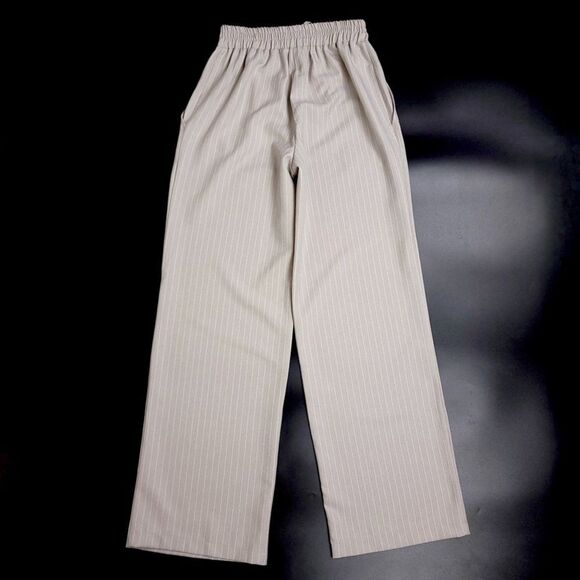 ASOS Wide Leg Trouser High Rise Drawstring Pull On Pants Gray Stripe Minimal 0 - Picture 4 of 6